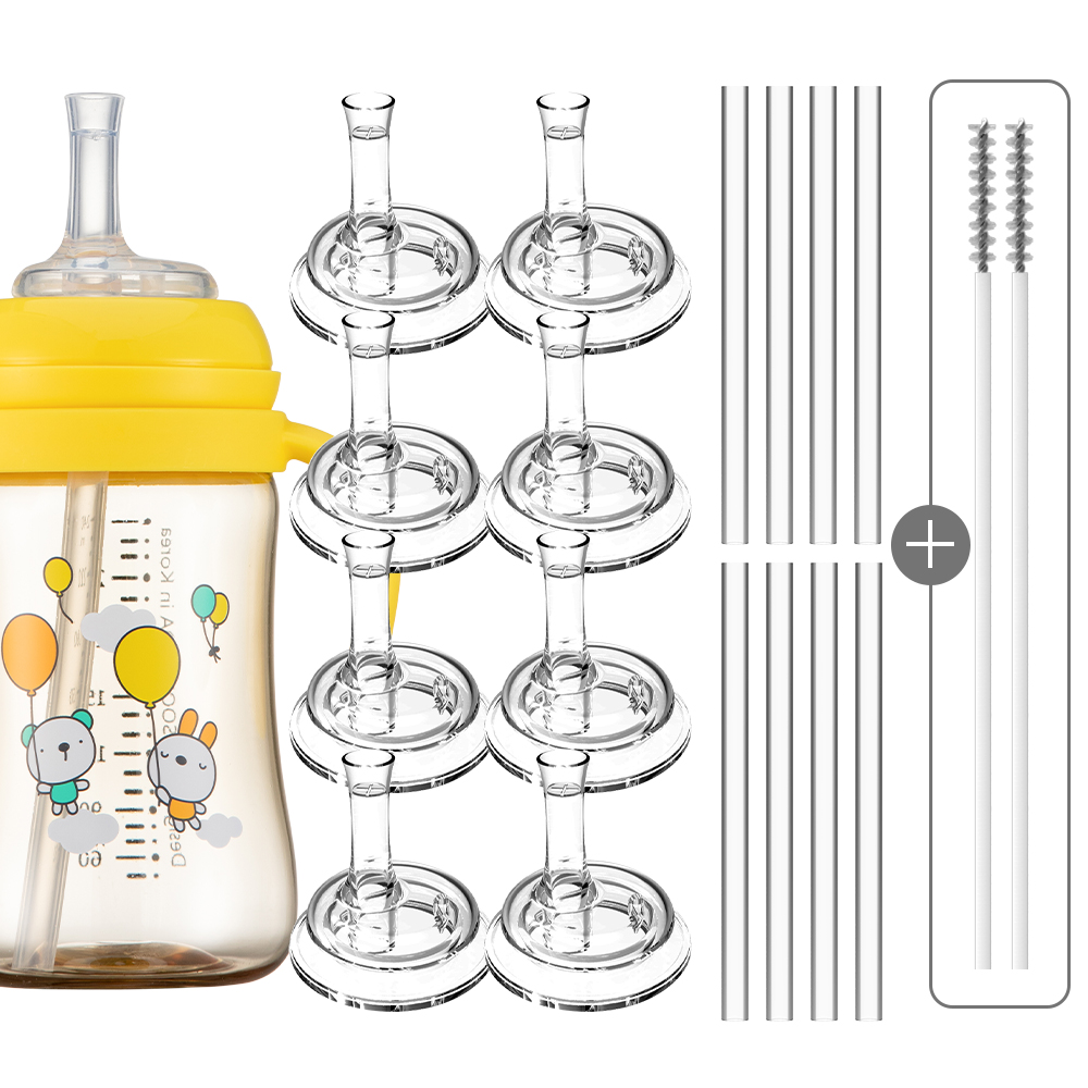 순수아 더블하트 타사 젖병 호환 추 빨대 리필 / 꼭지 4개+빨대 4개+솔 2개