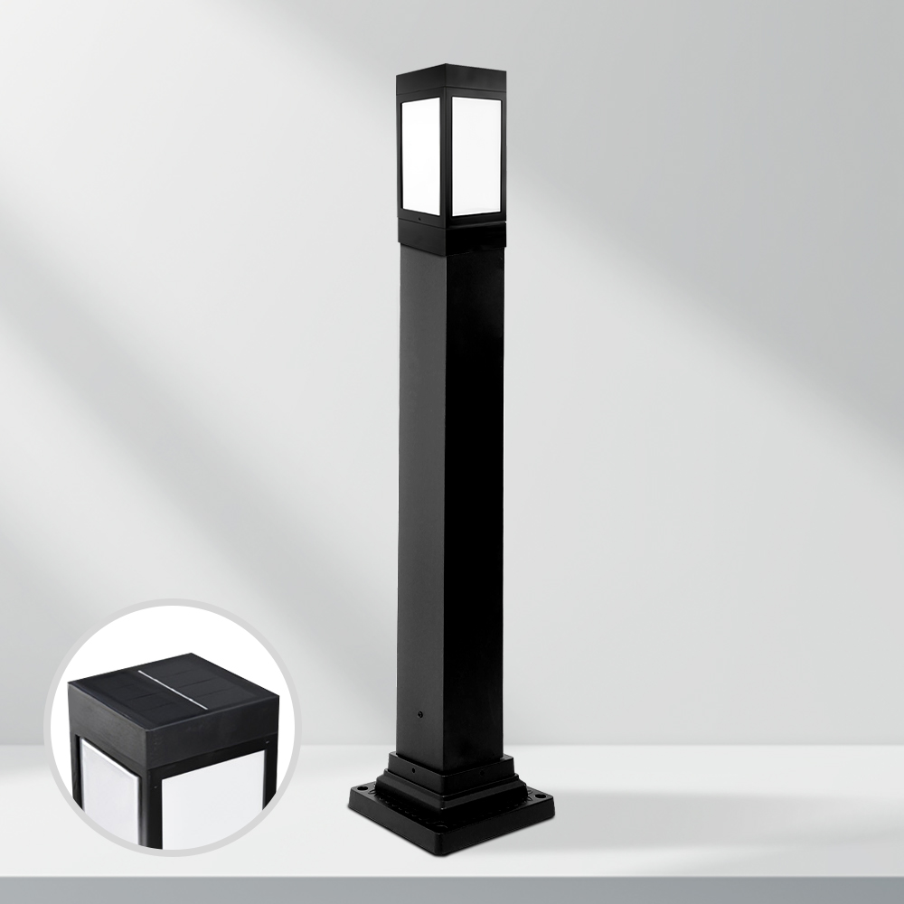 태양광 사각 문주등 볼라드등 태양열 조명 잔디등 LED가로등 기둥 카페 2세대80 60cm - 메인 이미지