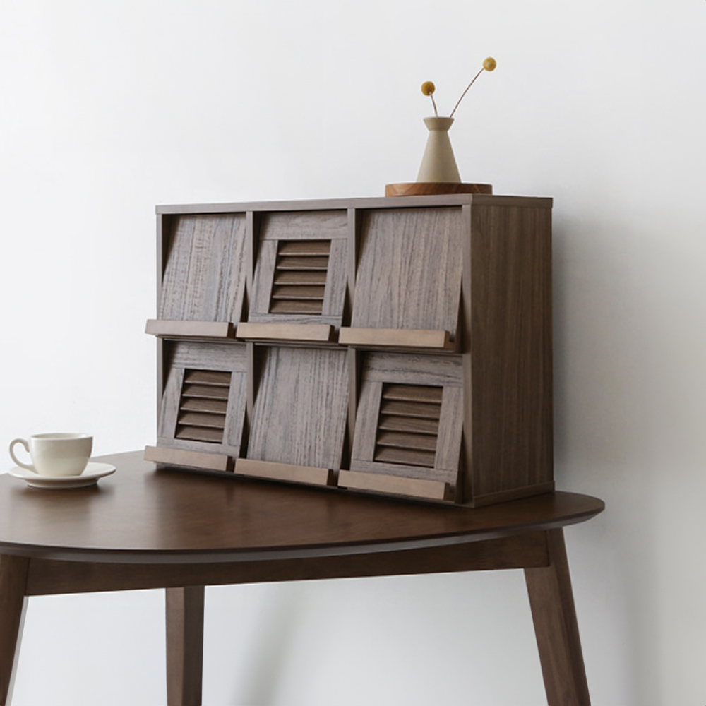 헤인 미니수납장 6문 NFM4262LD 620mmx240mmx420mm, 2단, 미들브라운 3722.5725 - 상세 이미지 4