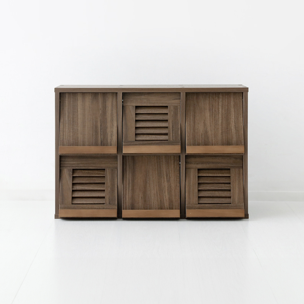 헤인 미니수납장 6문 NFM4262LD 620mmx240mmx420mm, 2단, 미들브라운 3722.5725 - 메인 이미지