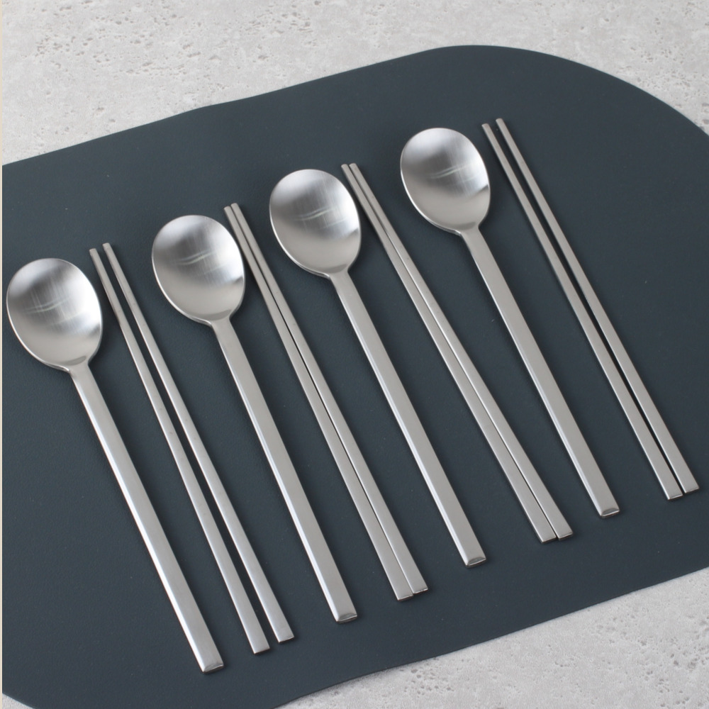 국산스텐304 심플미엄 4인 수저세트 실버무광