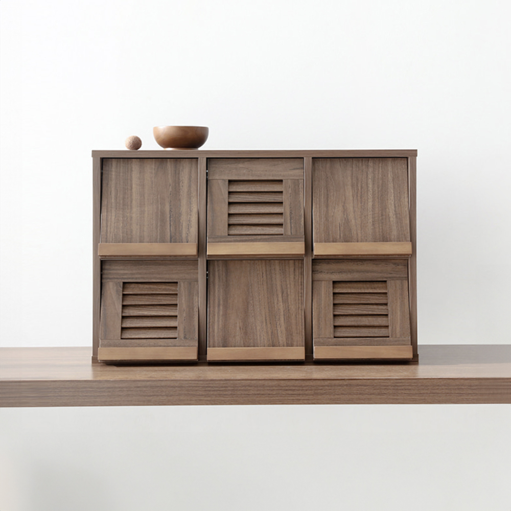 헤인 미니수납장 6문 NFM4262LD 620mmx240mmx420mm, 2단, 미들브라운 3722.5725 - 상세 이미지 3