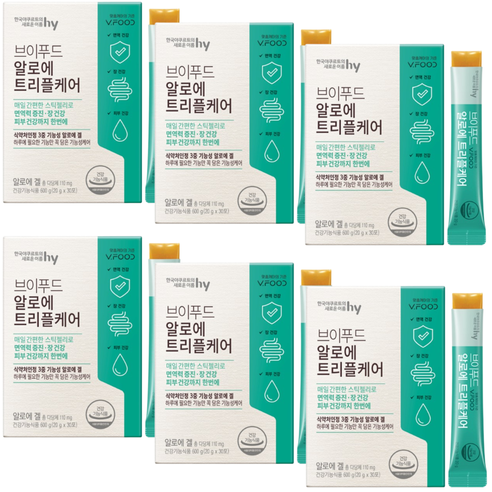 한국야쿠르트 알로에 겔 스틱 20g 30포 6박스 6개월 면역력 피부 장 건강 3중 케어 - 상품 이미지