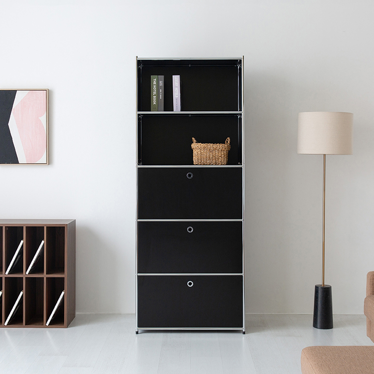 심플리 수납장 BC023 770mmx400mmx1960mm, 5단, 매트블랙 9417.9535 - 상세 이미지 3