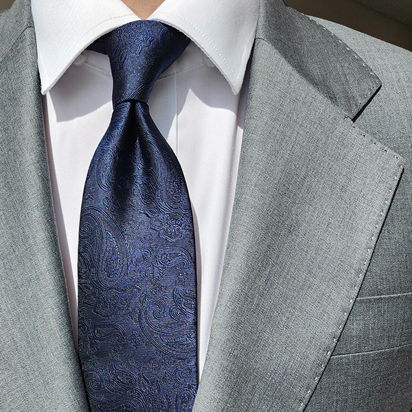 제임스핏 페이즐리 고급무늬 남성 정장 수동넥타이 네이비