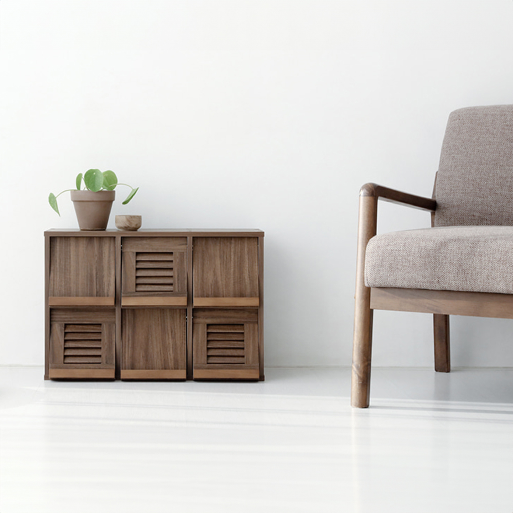 헤인 미니수납장 6문 NFM4262LD 620mmx240mmx420mm, 2단, 미들브라운 3722.5725 이미지 6