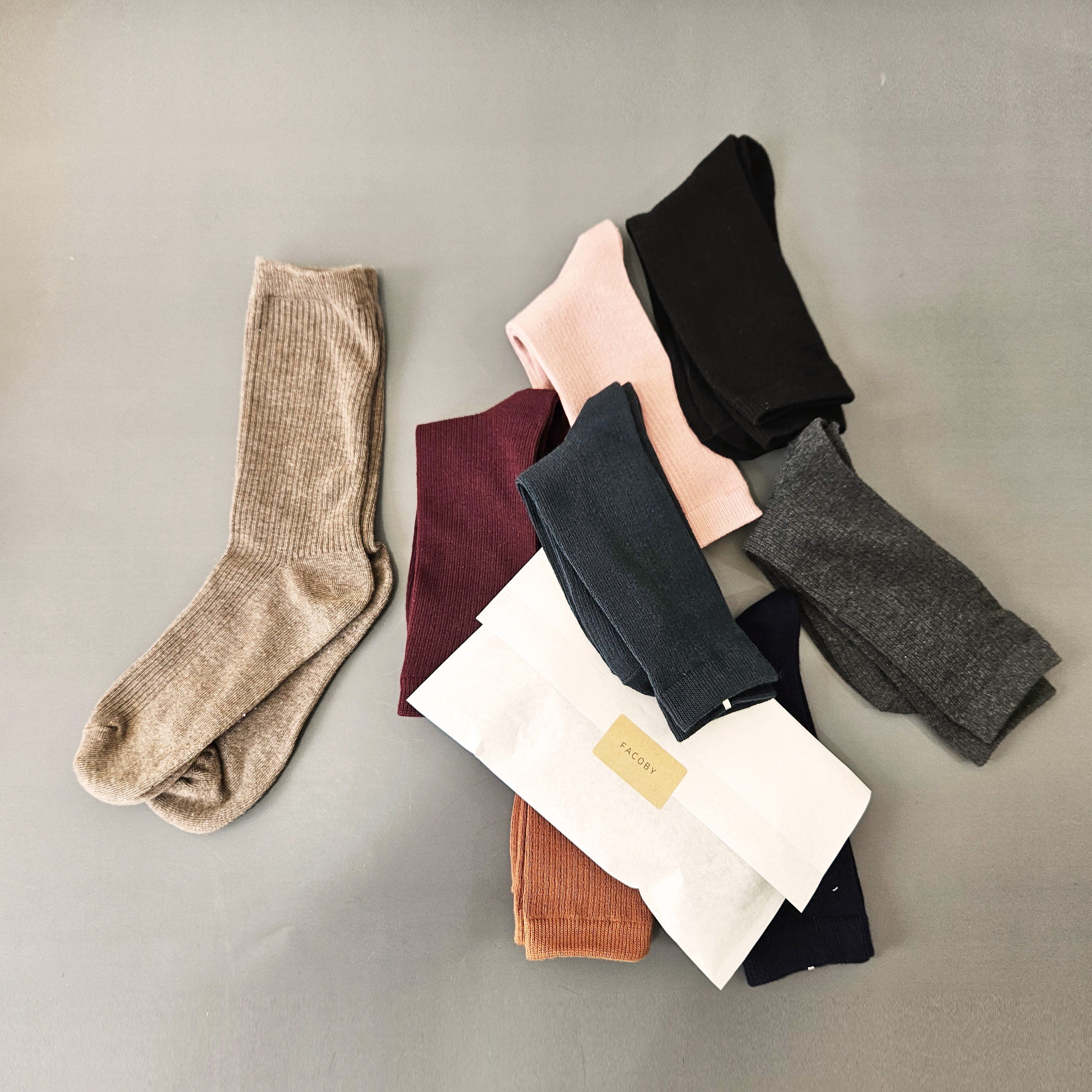 여자 베이직 긴목 무지 골지 양말 4켤레 세트 도톰 롱삭스 가을 겨울 패션양말