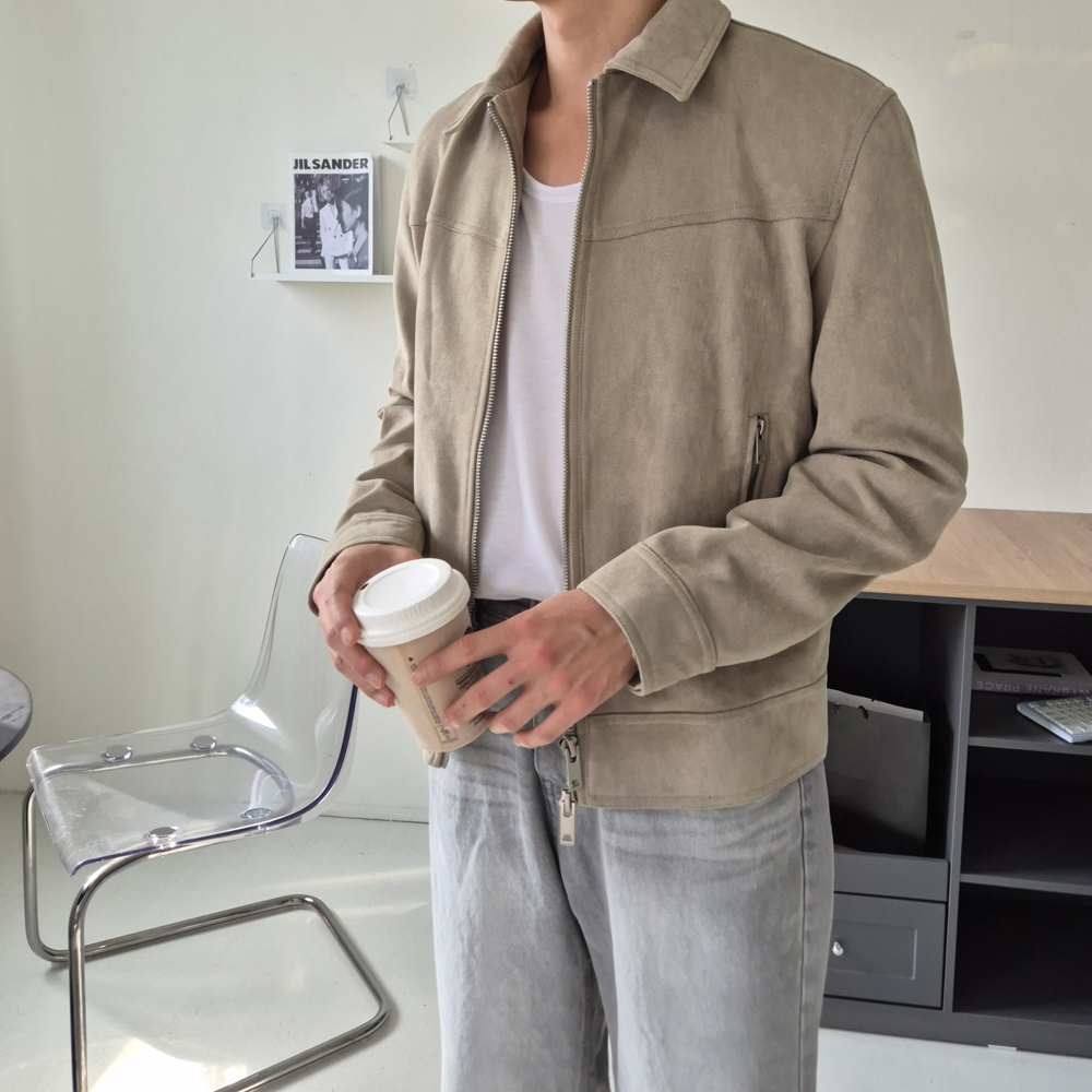 남자스웨이드자켓 가을 겨울 누빔 트러커 자켓 - 메인 이미지