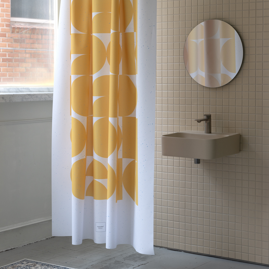 원세븐나인 패브릭 샤워커튼 레트로플로-옐로 M