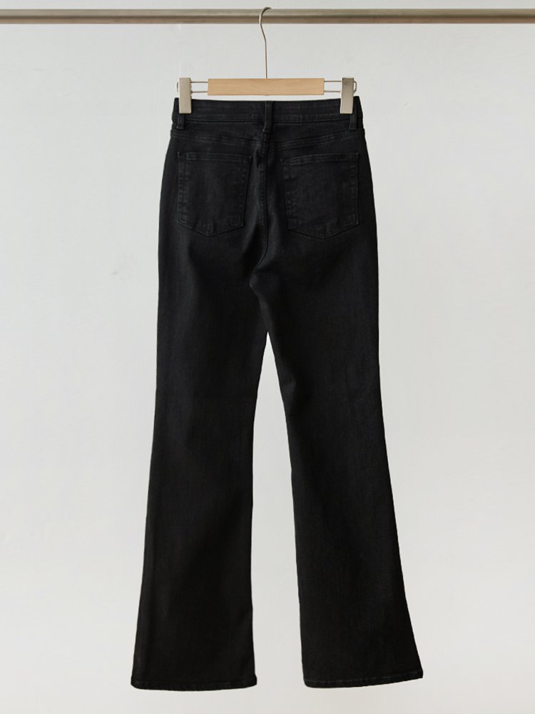 탄력스판 베이직 슬림 부츠컷 히든밴딩 블랙 팬츠 - 상세 이미지 5