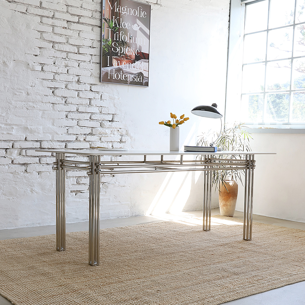 뉘르 더블 양면 세라믹 실버 4인 6인용 카페 식탁 테이블 1800 CL517