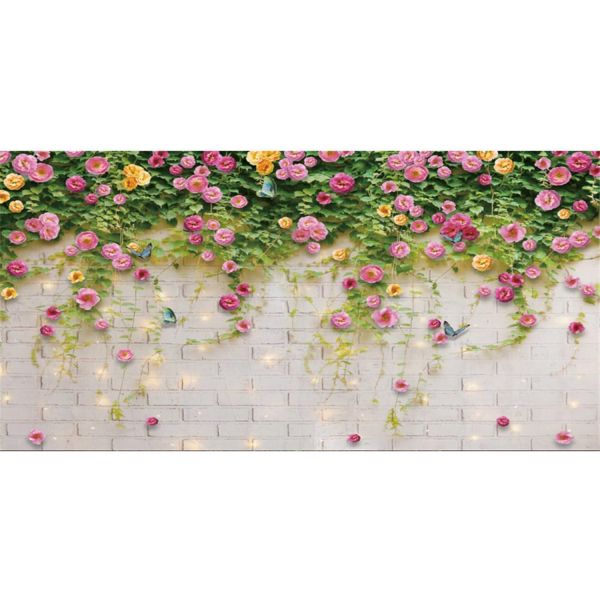 AWERT 24x12인치 반짝이 흰색 벽 수족관 배경 분홍색 꽃 식물 잎 봄 정원 풍경 어항 파충류 서식지 비닐 24x12in/60x30cm : 글로벌픽a