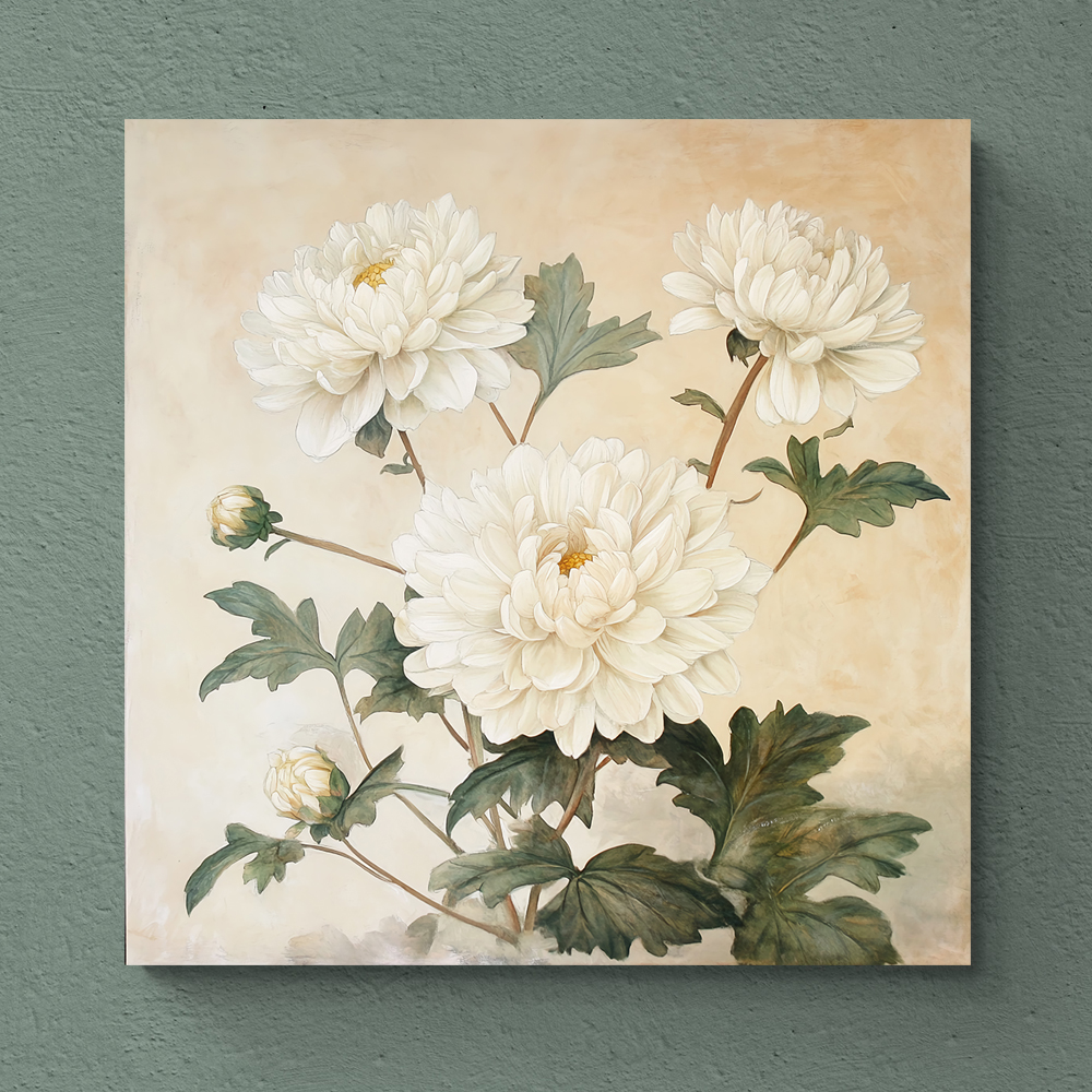 국화의 품격 45x45cm 캔버스액자 국화그림 매난국죽 - 상세 이미지 4