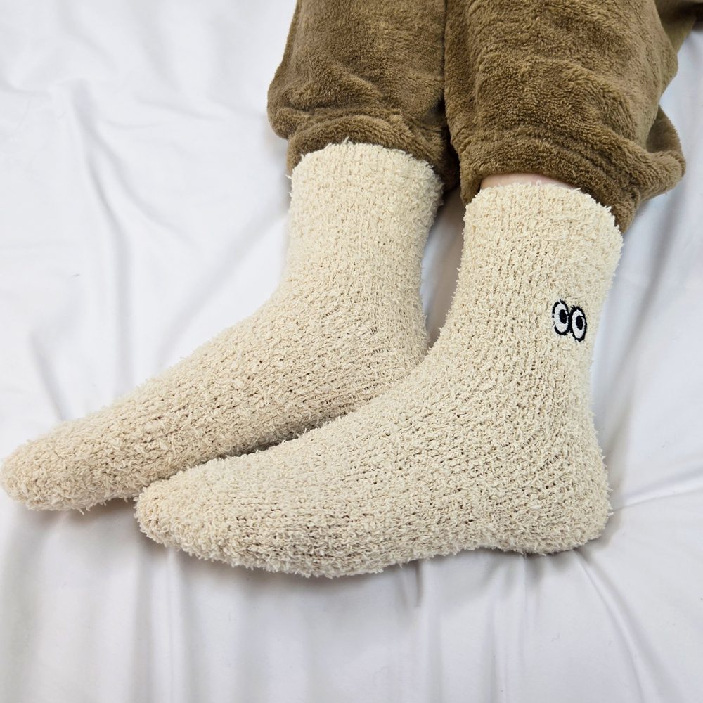 여성 겨울 수면 양말 보온 귀여운 무지 털양말 수족냉증 선물 흰색 무압박