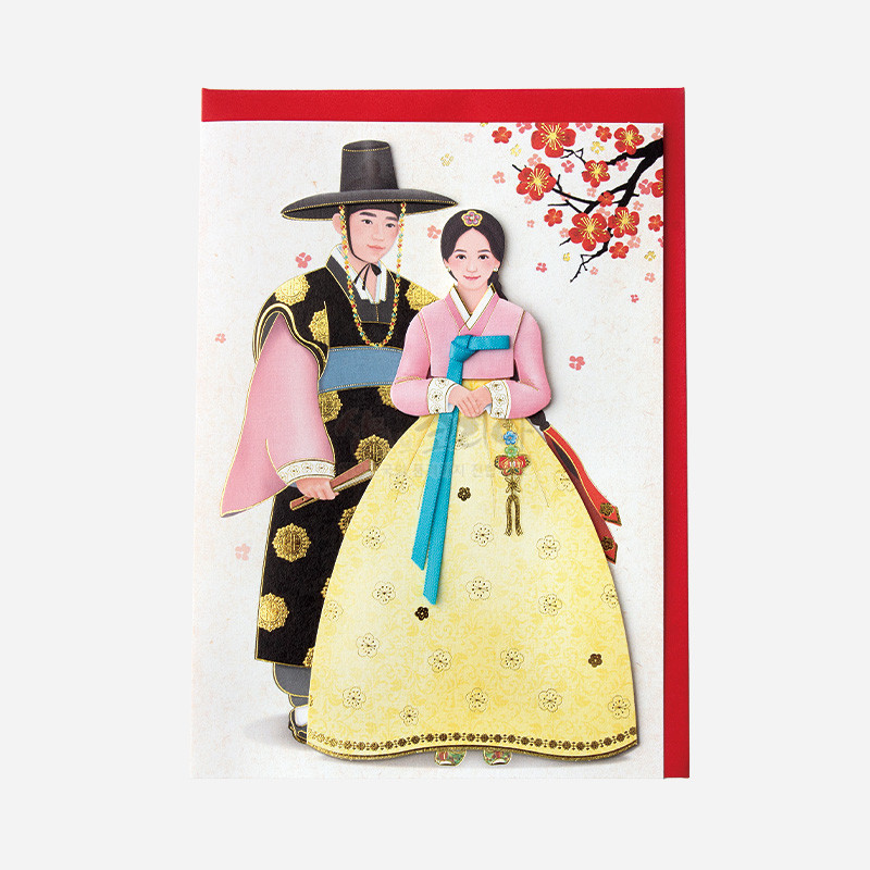 한국적인선물 전통 한복카드- 선비와여인 엽서 - 메인 이미지