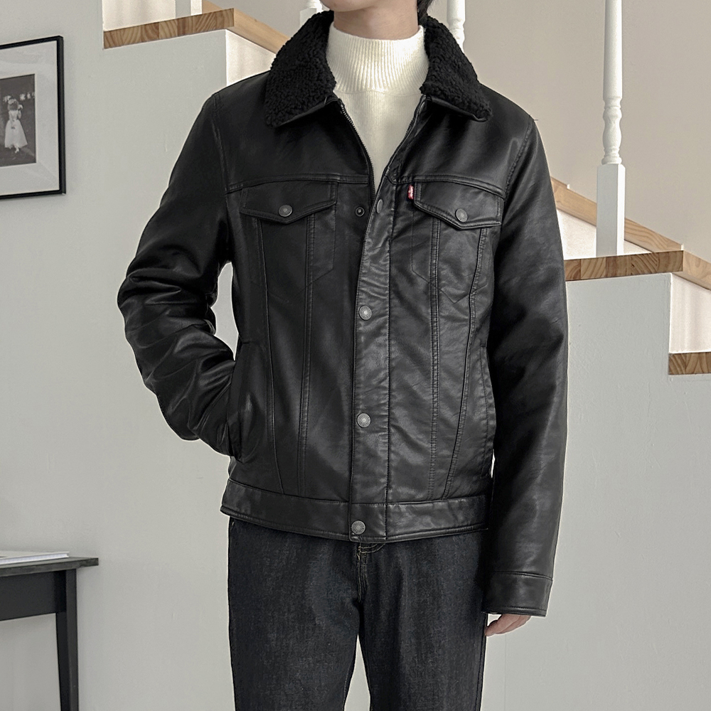 리바이스 레더 쉐르파 트러커 자켓