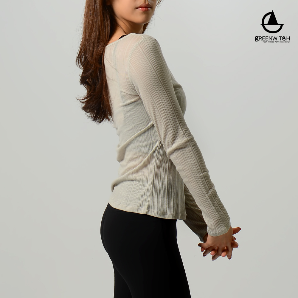그리니치 은은하게 비쳐 니팅 슬릿티 필라테스 요가복 - 상세 이미지 2