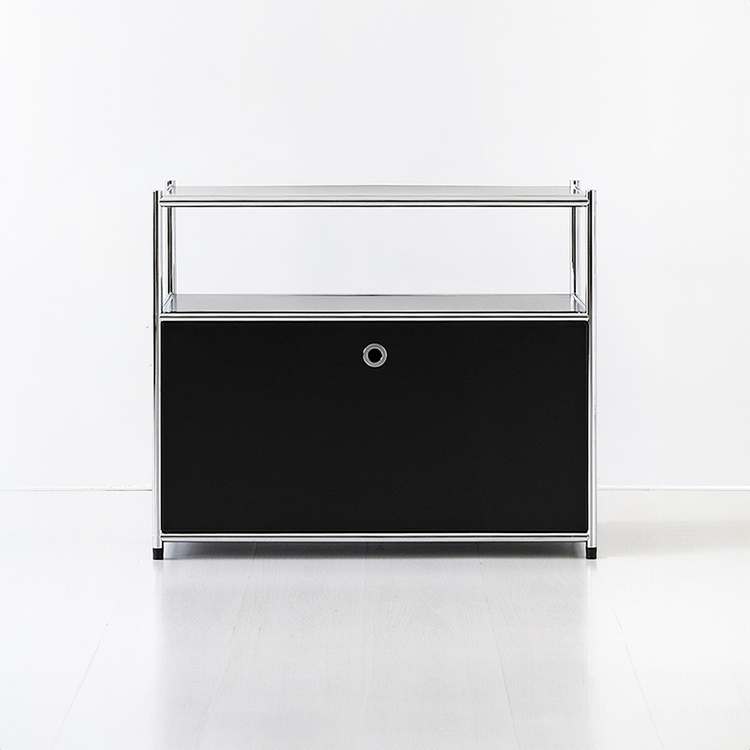 심플리 1x2 수납장 1문 BC602 770mmx400mmx640mm, 2단, 매트블랙 5902.1758 - 메인 이미지