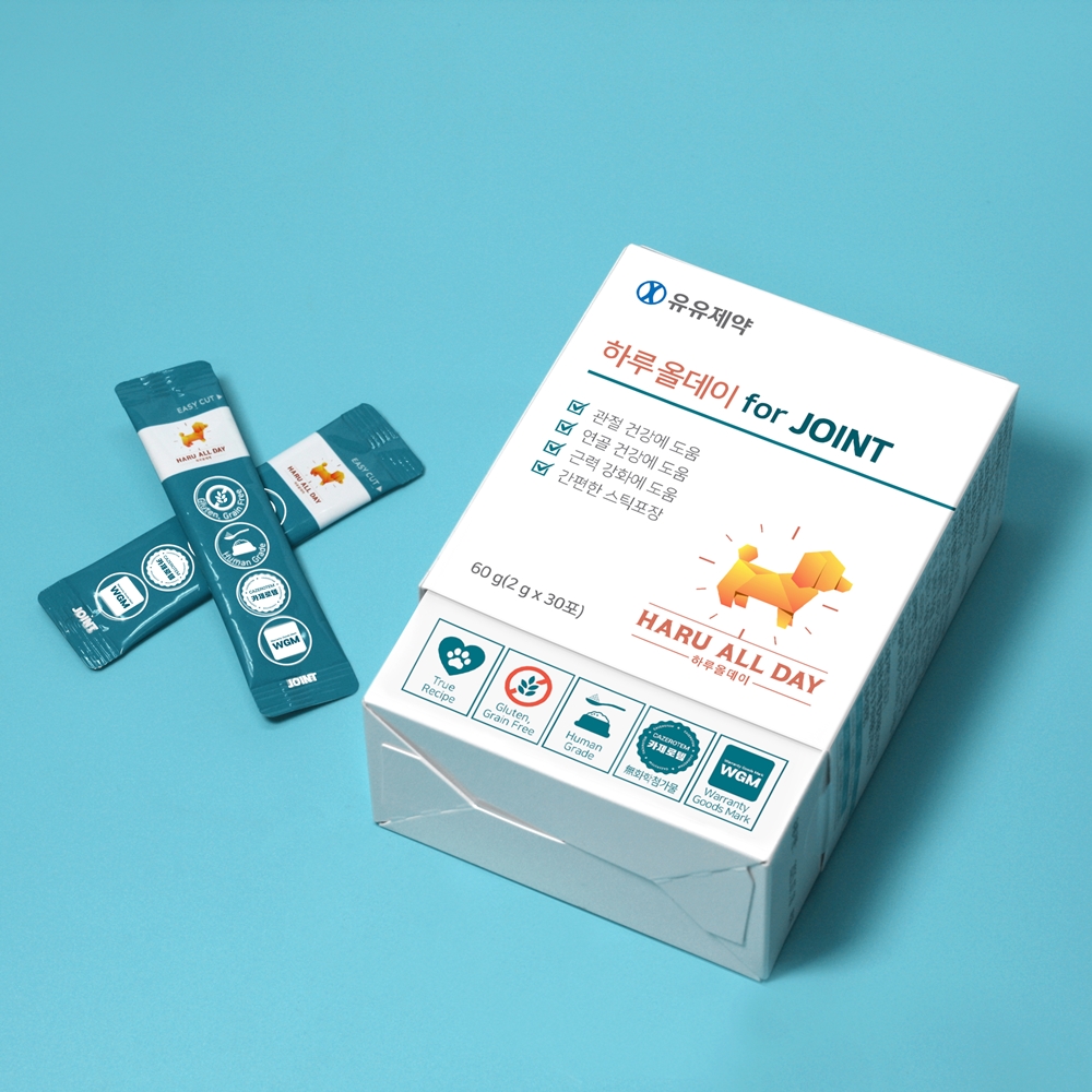 유유제약 하루올데이 강아지 관절 영양제 반려견 애견 슬개골 글루코사민 카제로템