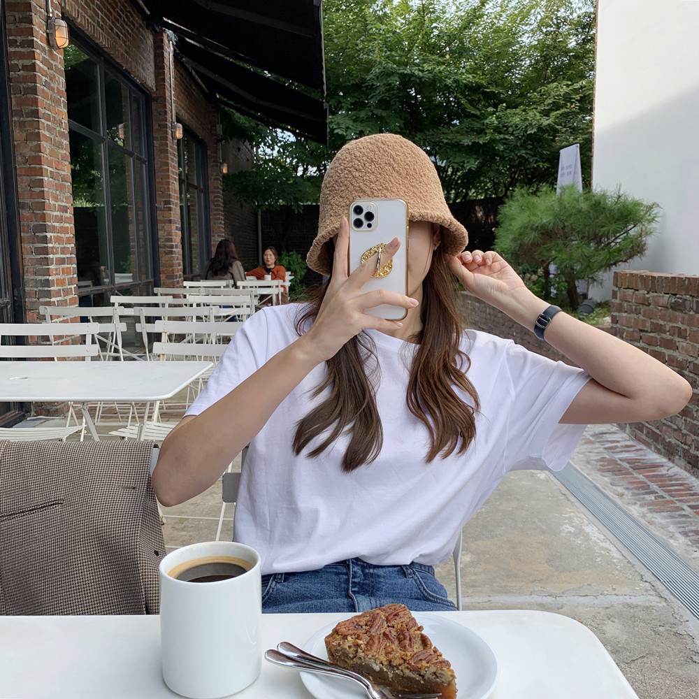 귀여운 양털 퍼 뽀글이 모자 여성 버킷햇 여자 벙거지모자 - 상세 이미지 2