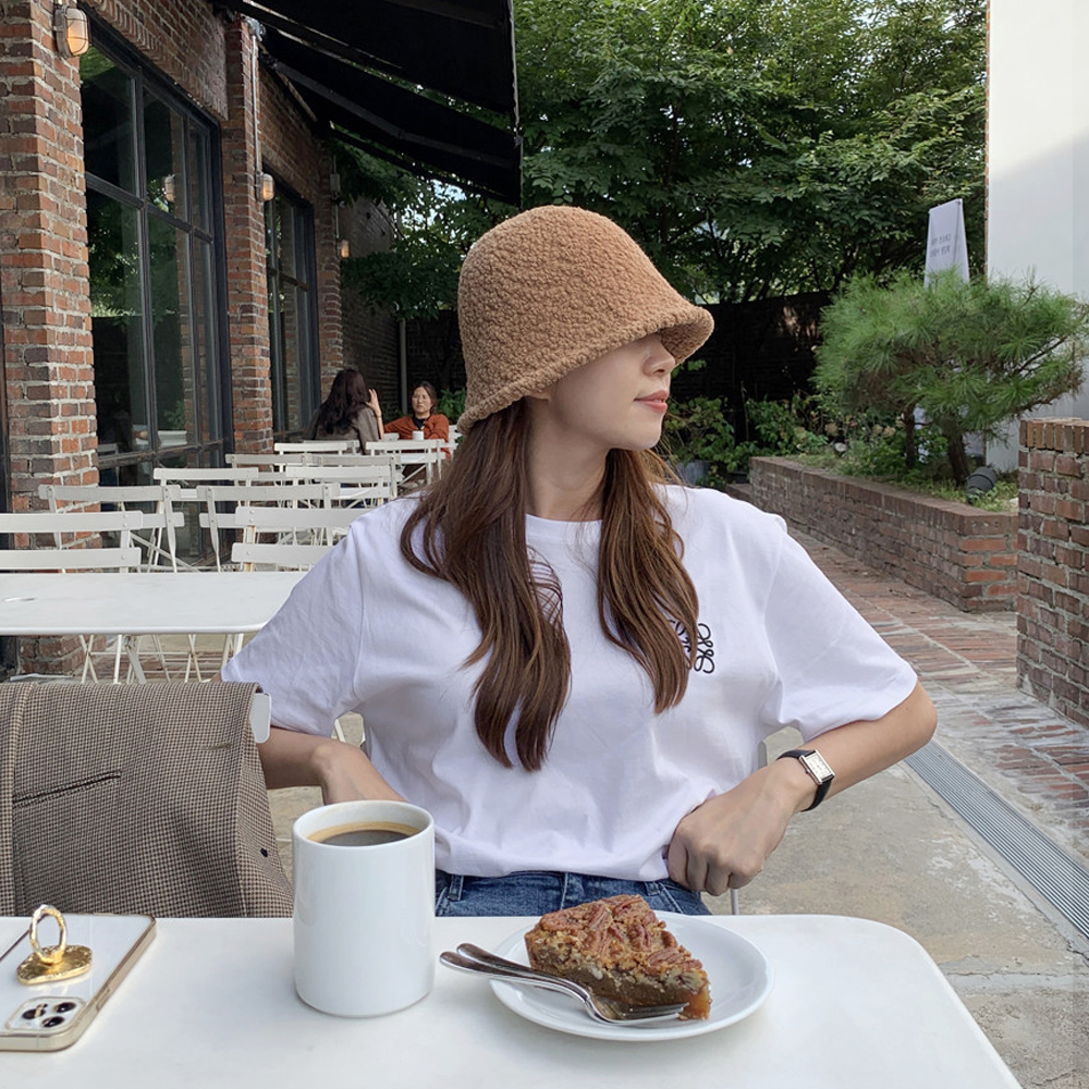 귀여운 양털 퍼 뽀글이 모자 여성 버킷햇 여자 벙거지모자