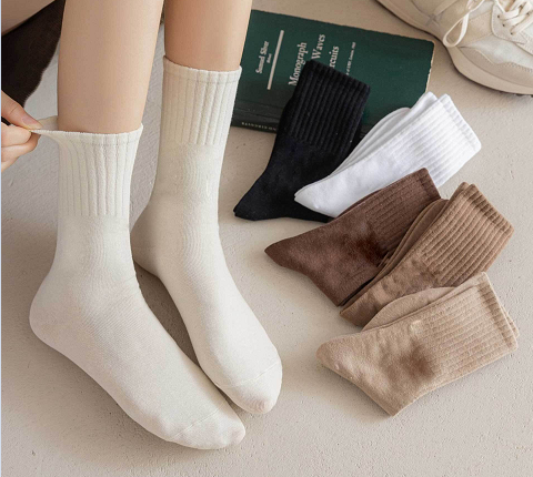 골지 양말 중목 무압박 삭스 10켤레 여성 무지 면소재 여자 - 상품 이미지