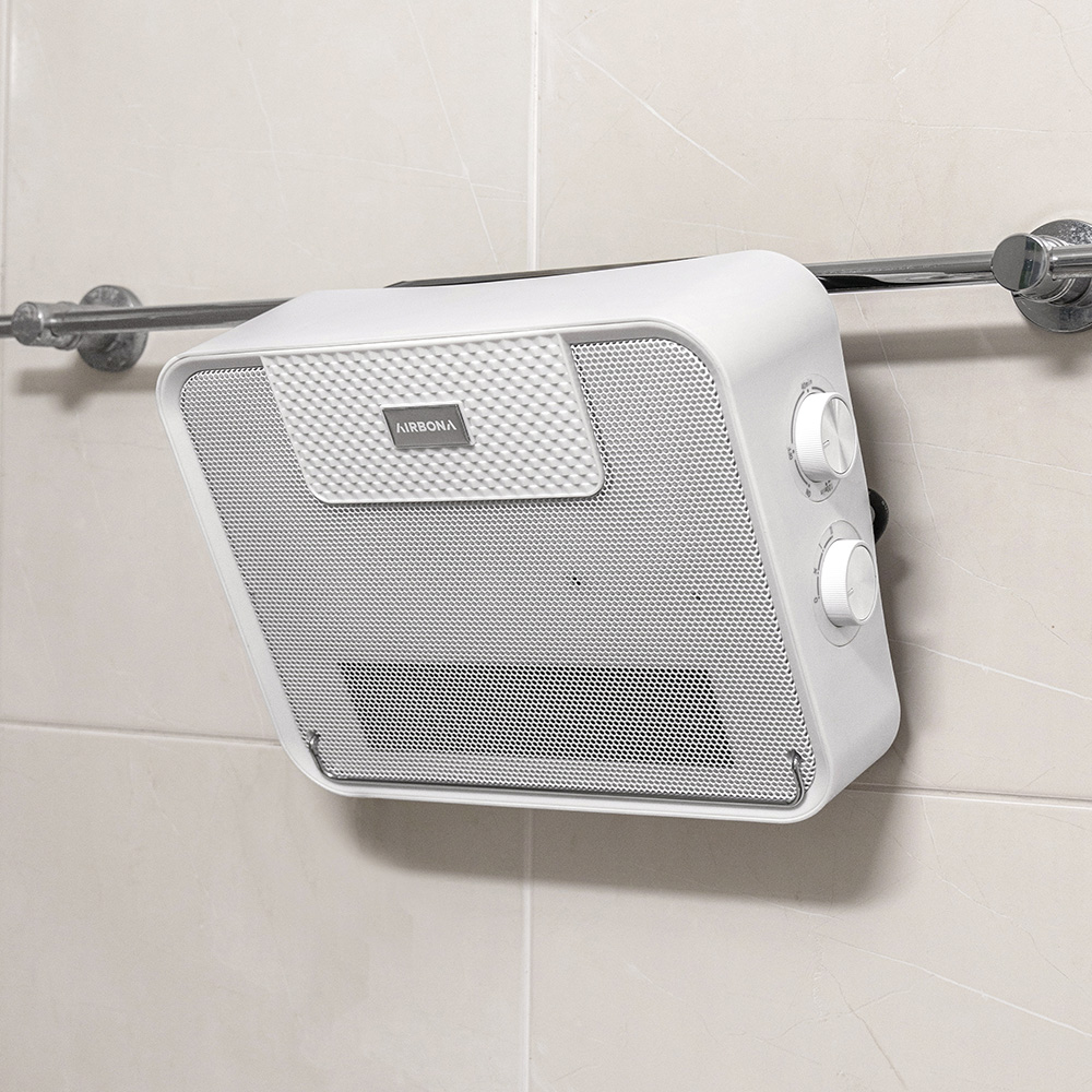 에어보나 미니온풍기 욕실난방기 화장실 욕실 샤워실 온풍기 벽걸이 히터 다이얼형 화이트