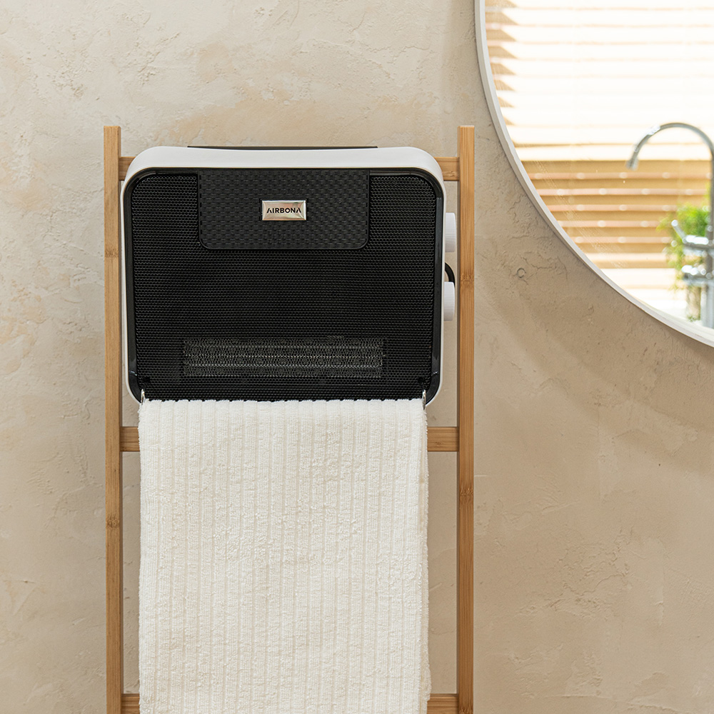 에어보나 미니온풍기 욕실난방기 화장실 욕실 샤워실 온풍기 벽걸이 히터 다이얼형 화이트