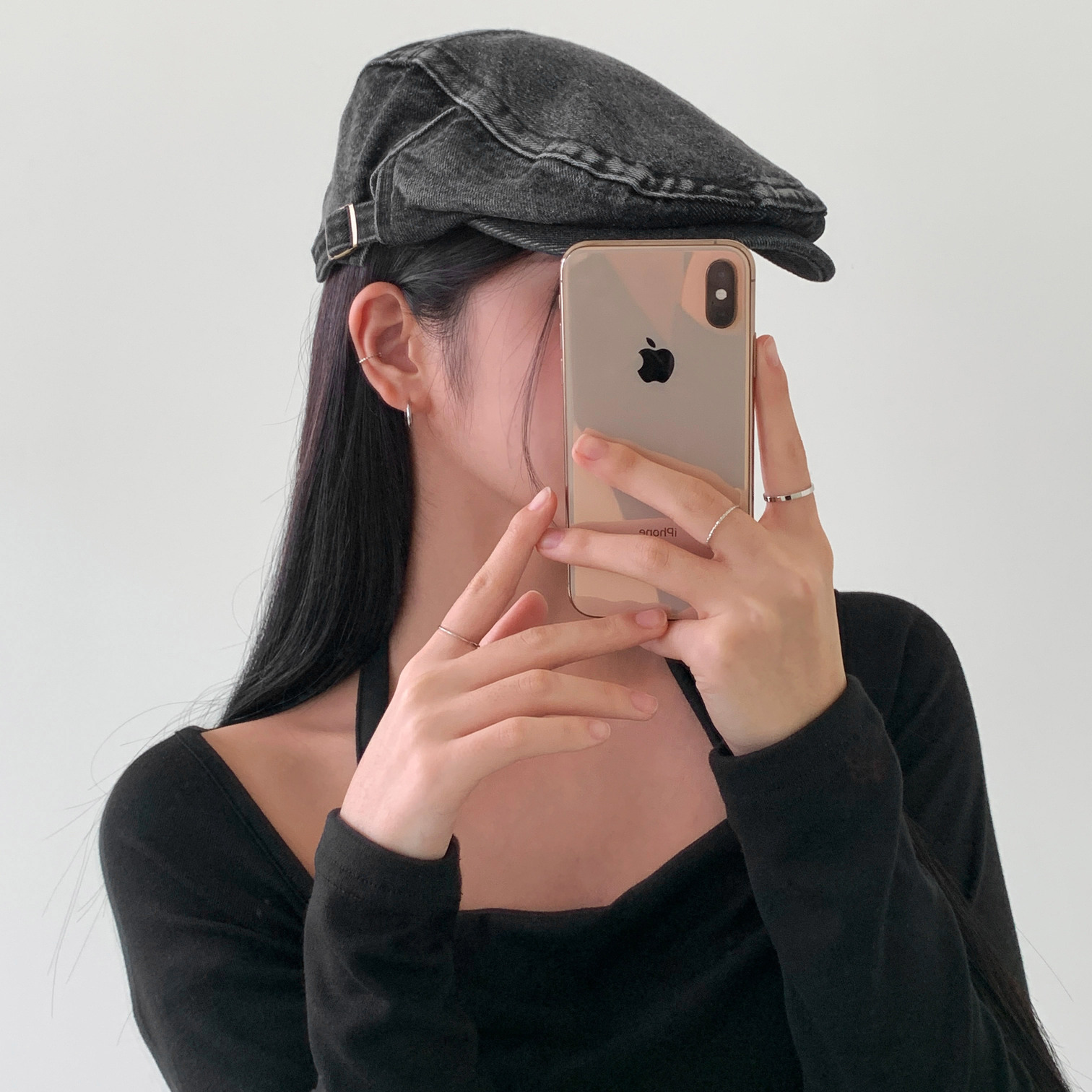 탭 빈티지 시크 데님 청 워싱 피그먼트 가을 마도로스 헌팅캡 모자 상세 이미지 4