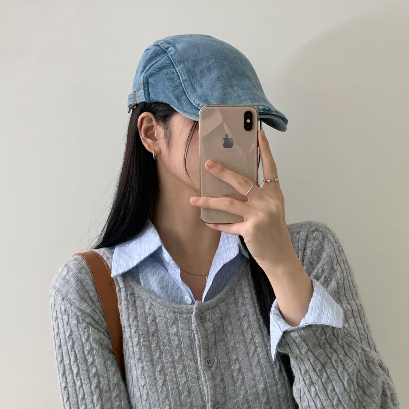 탭 빈티지 시크 데님 청 워싱 피그먼트 가을 마도로스 헌팅캡 모자 상세 이미지 24
