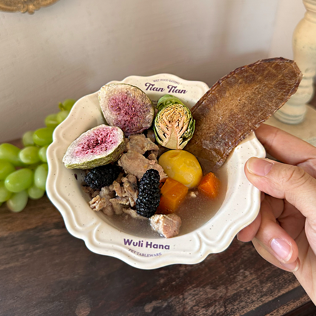 페토르 강아지 도자기밥그릇 고양이식기 애견 밥그릇 Emotion Bowl 오트밀화이트 - 상품 이미지