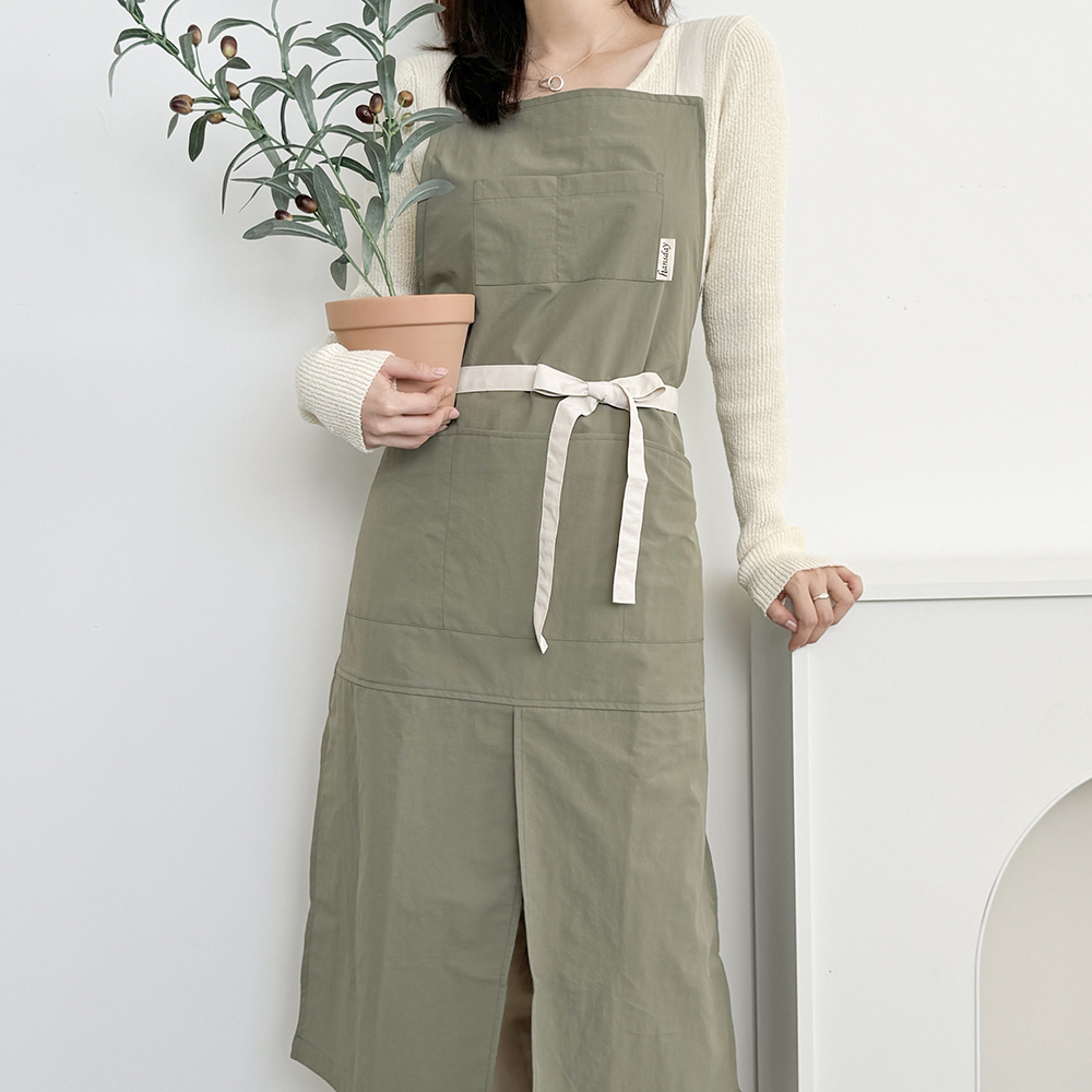 한스데이 뉴캠퍼 방수 앞치마 롱 트임 원피스 커플 에이프런