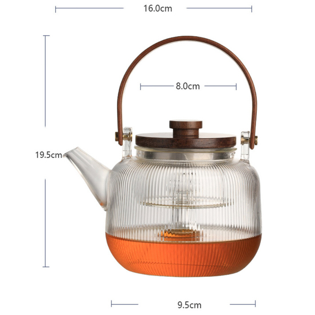 플리츠 내열 직화 유리주전자 차우리는 차거름망 빈티지 티팟 500ml 이미지 7