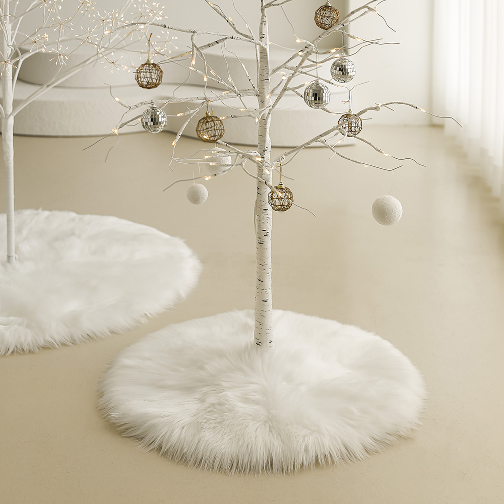 고급 양모 양털 화이트 크리스마스 인테리어 트리 덮개 스커트 담요 매트 가리개 60cm