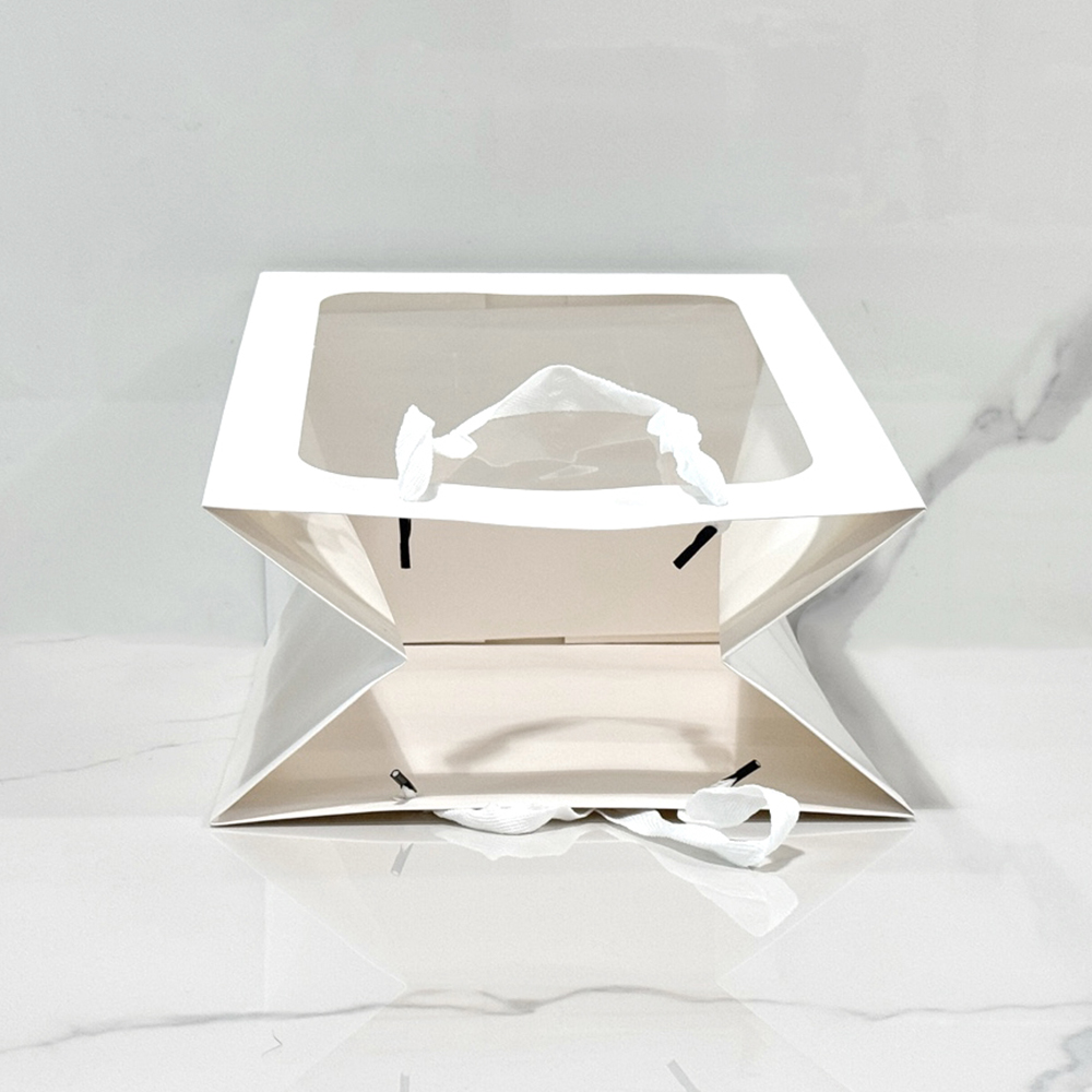 화이트 투명창 쇼핑백 대형 25x18x35 돌잔치 답례품 선물 포장 종이가방 꽃다발 윈도우 - 상세 이미지 5
