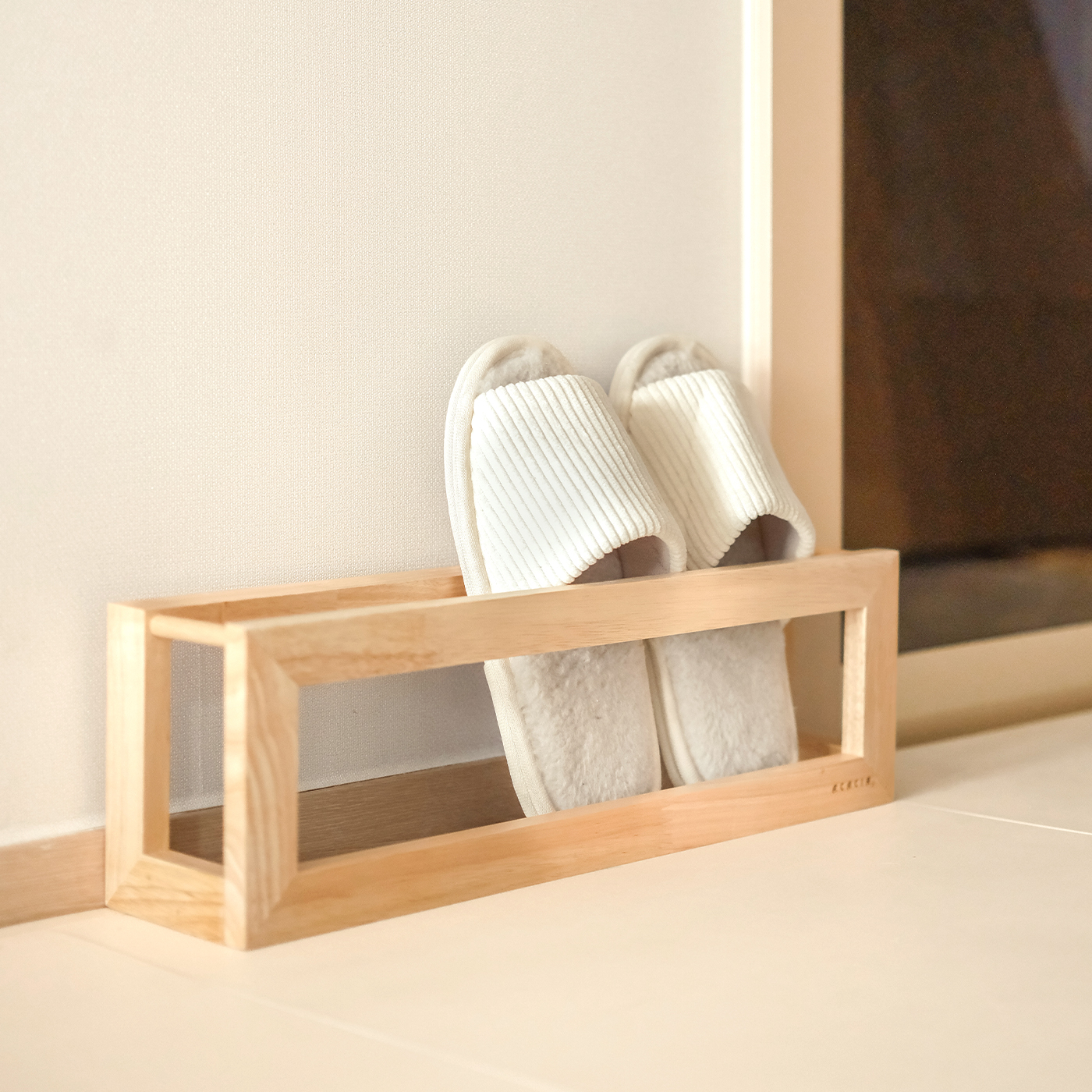 아카시아홈 실내화 슬리퍼 정리대 거치대 꽂이 원목 45cm