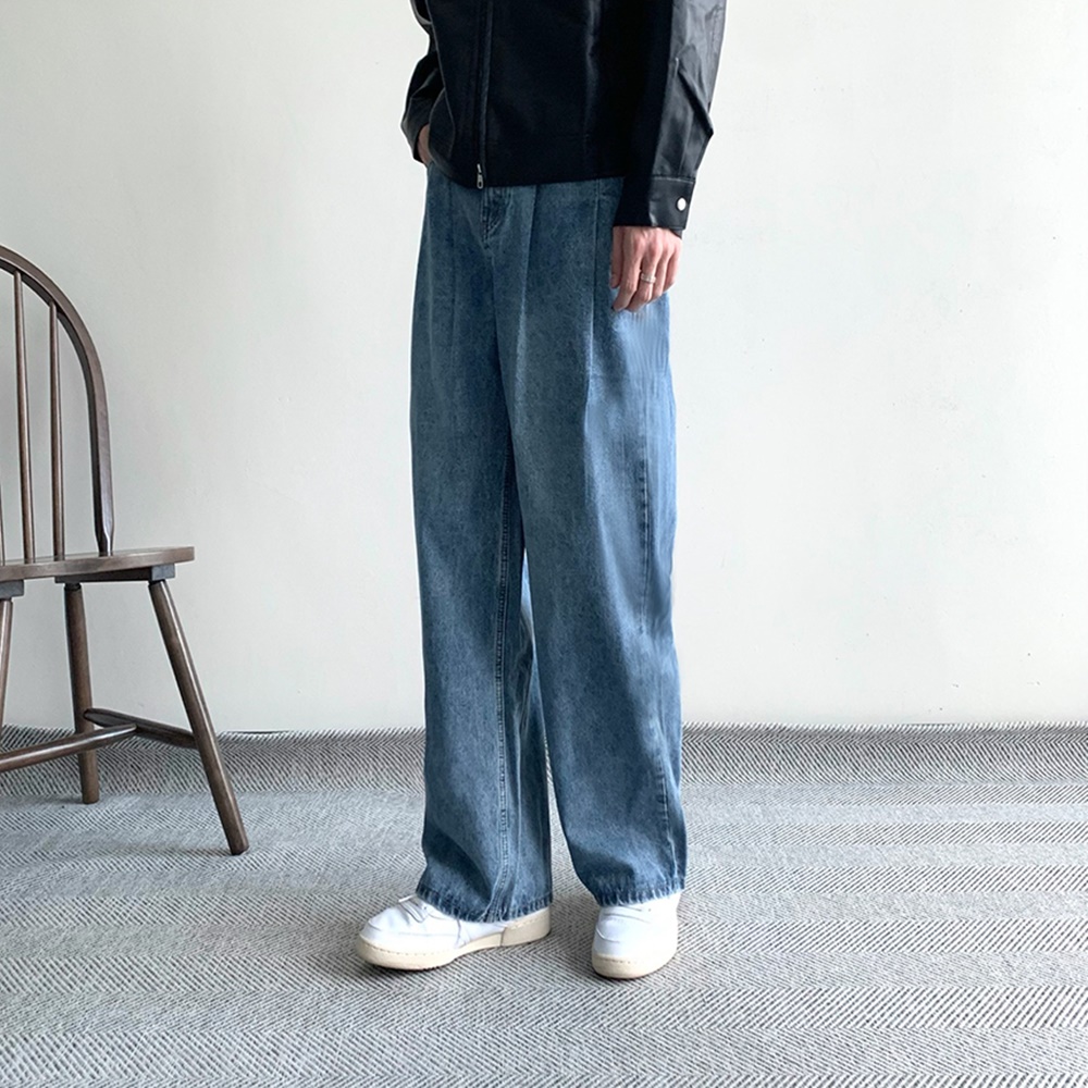 1+1 흑청바지 연청바지 남자와이드청바지 - 상세 이미지 5