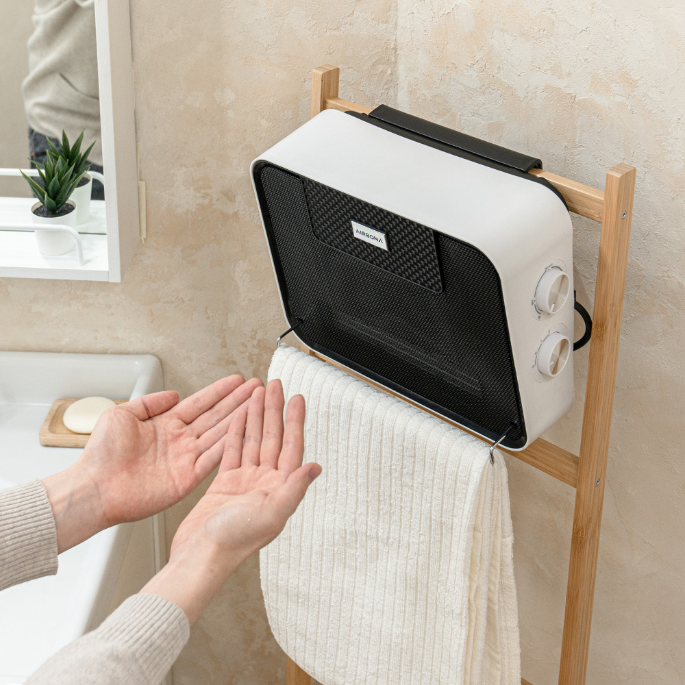 에어보나 미니온풍기 욕실난방기 화장실 욕실 샤워실 온풍기 벽걸이 히터 다이얼형 화이트