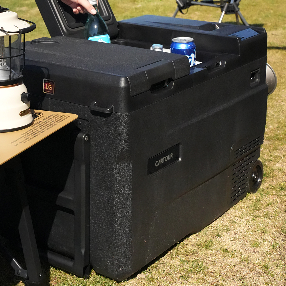 [국내배송]카투어 WD45 이동식 휴대용 가정용 차량 캠핑 바퀴있는 냉장고 45리터 엘지 콤프 올리브카키 12V 24V 220V