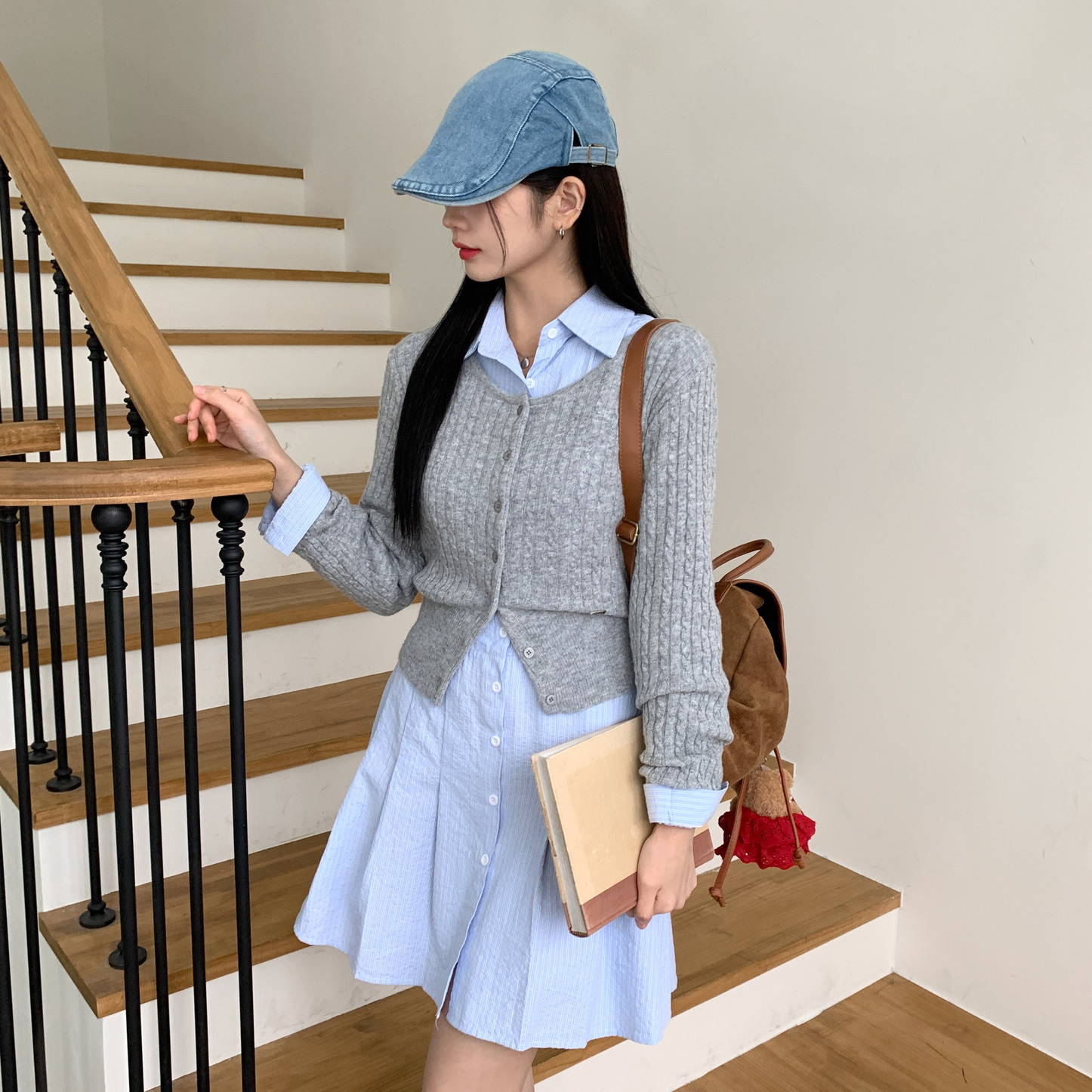 탭 빈티지 시크 데님 청 워싱 피그먼트 가을 마도로스 헌팅캡 모자 상세 이미지 28