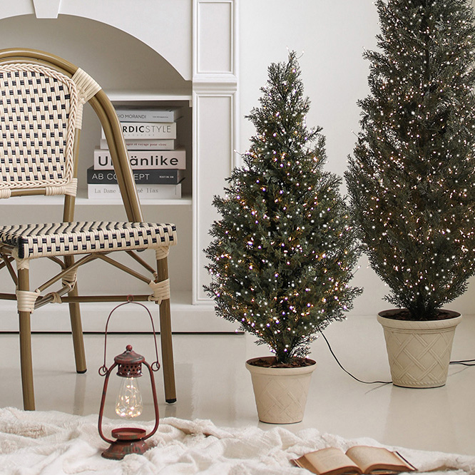 SET 유로 사이프러스 대형 소나무 크리스마스 트리 장식 조명 세트 S/90cm 풀세트