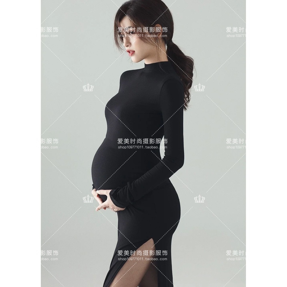 임산부 셀프 만삭촬영 원피스 의상 스튜디오 기념 촬영 만삭사진옷 슬림핏 - 상세 이미지 2