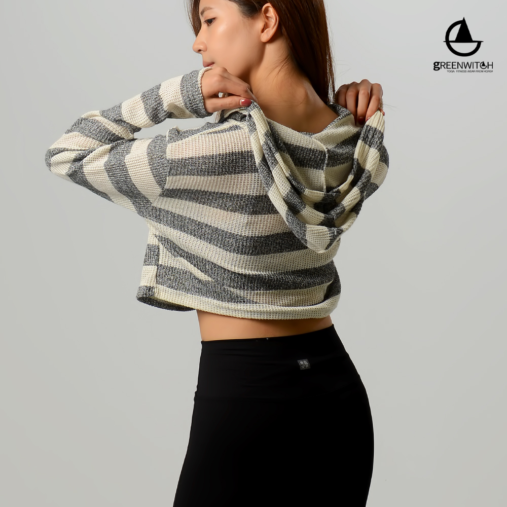 그리니치 와플짜임 크롭후드탑 커버업 필라테스 요가복 이미지 6