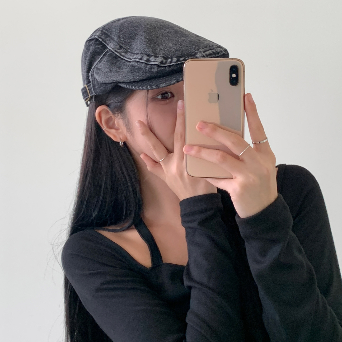 탭 빈티지 시크 데님 청 워싱 피그먼트 가을 마도로스 헌팅캡 모자 상세 이미지 9