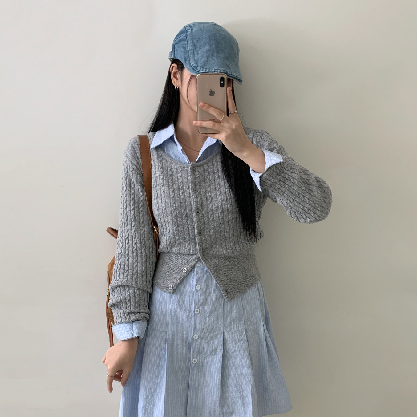 탭 빈티지 시크 데님 청 워싱 피그먼트 가을 마도로스 헌팅캡 모자 상세 이미지 23