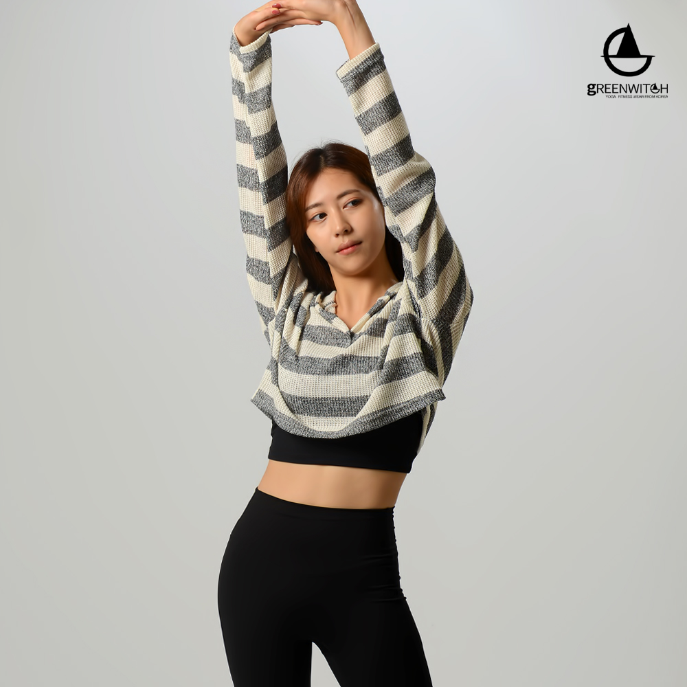 그리니치 와플짜임 크롭후드탑 커버업 필라테스 요가복 - 상세 이미지 4