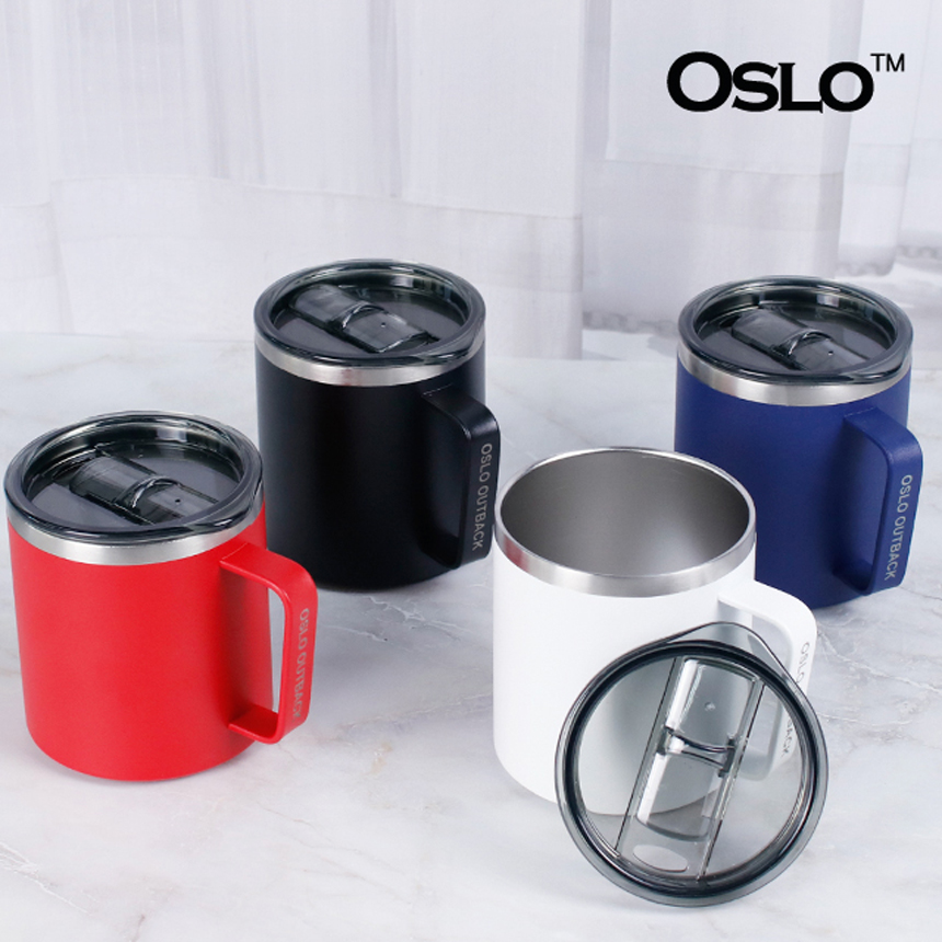 오슬로 이중진공 뚜껑 스텐머그컵 420ml 사무실 캠핑머그컵