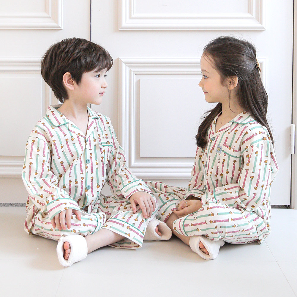 유아 아기 순면 홈웨어 아동 아이 잠옷 여아 남아 파자마 애기 강아지 조이도그(순면) - 상세 이미지 2