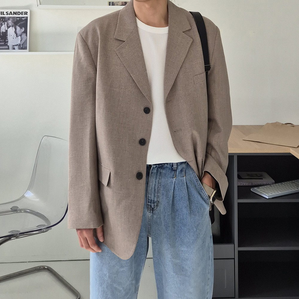 남자 블레이저 오버핏 정장 마이 봄 가을 남자 자켓 - 상세 이미지 2