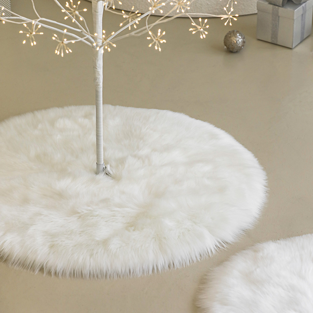 고급 양모 양털 화이트 크리스마스 인테리어 트리 덮개 스커트 담요 매트 가리개 90cm